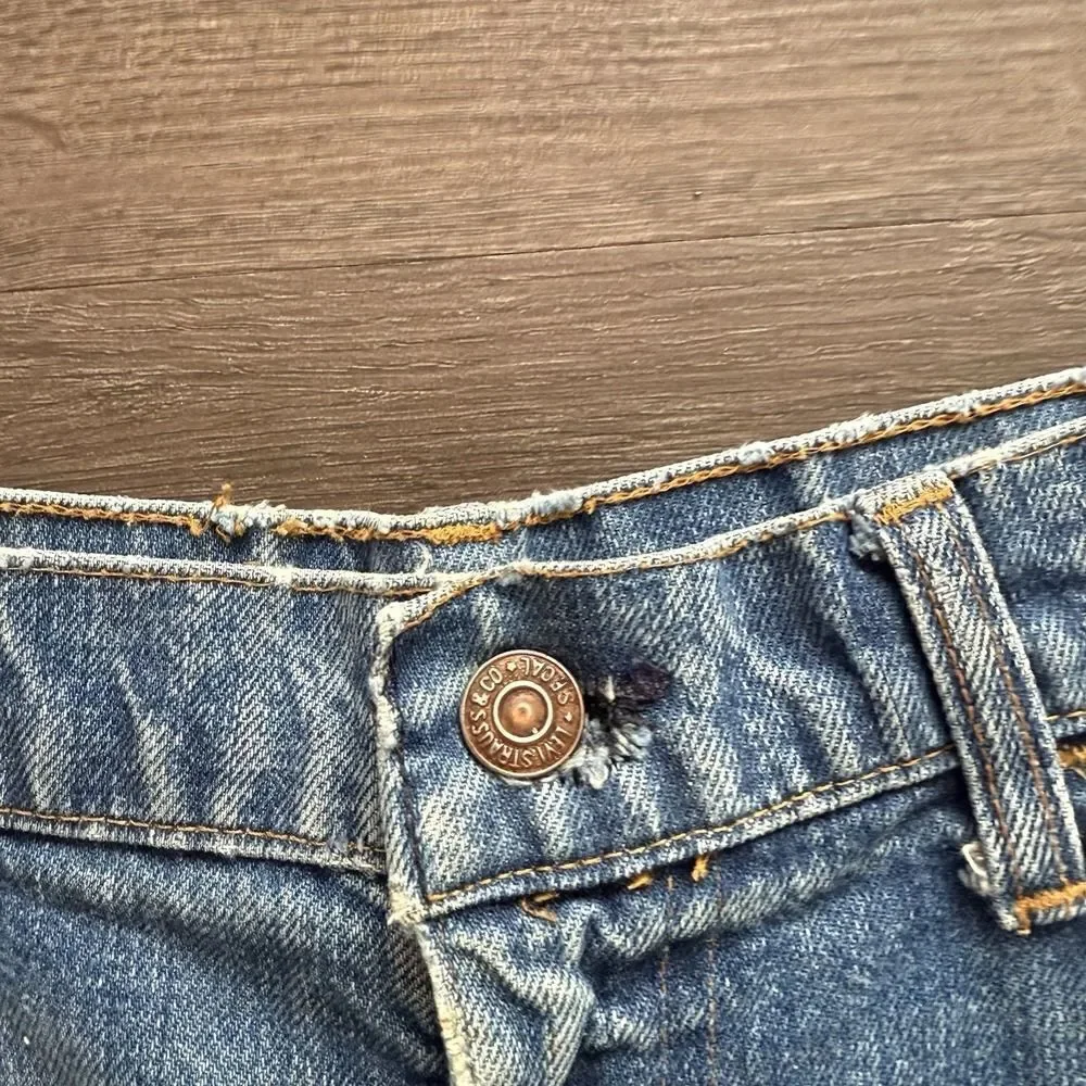 Vintage Levis Big E Jeans Shorts Mens 34 Blue Denim Orange‎ Tab Cut Off Jorts 6